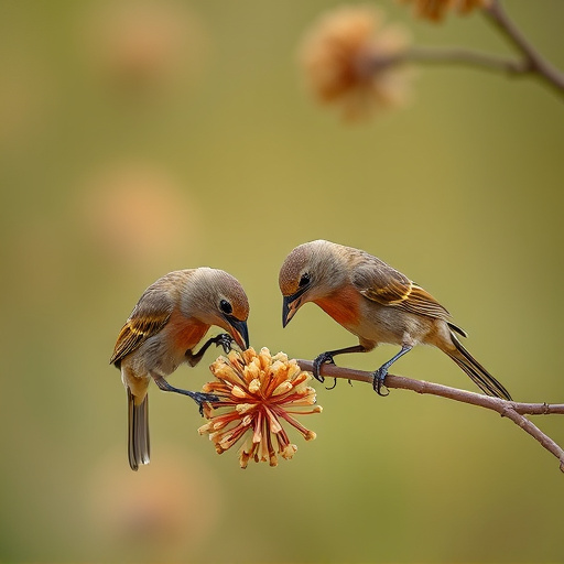 Small birds pecking at niger seeds