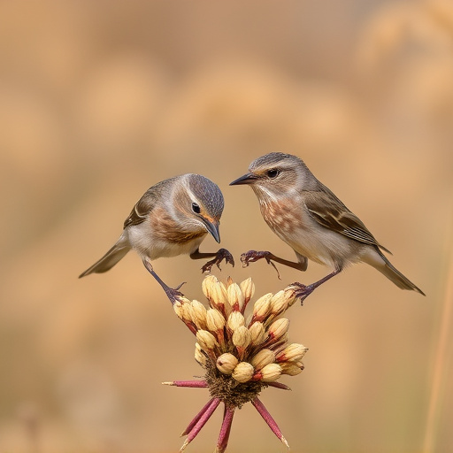 Small birds pecking at niger seeds