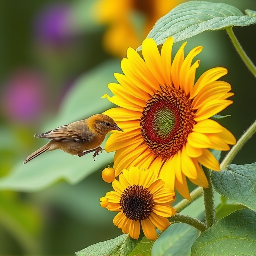 Small garden birds eating sunflower hearts