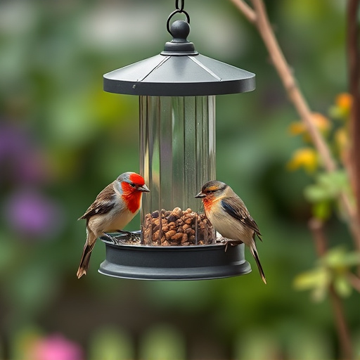 Small garden birds feeding on no-mess mix