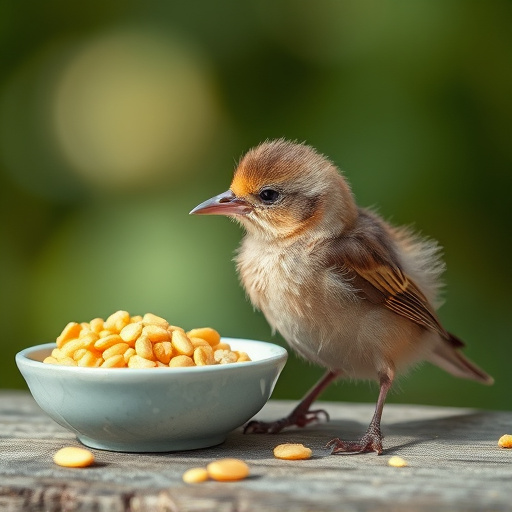Soft food offered to young bird