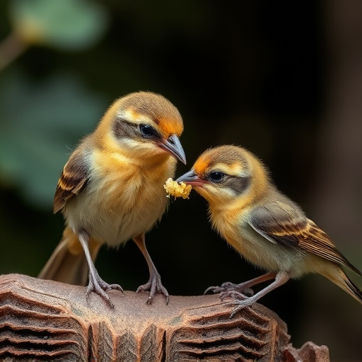 Soft food offered to young bird