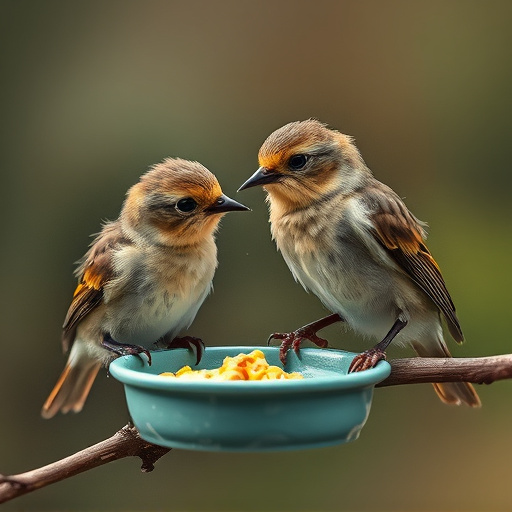 Soft food offered to young bird
