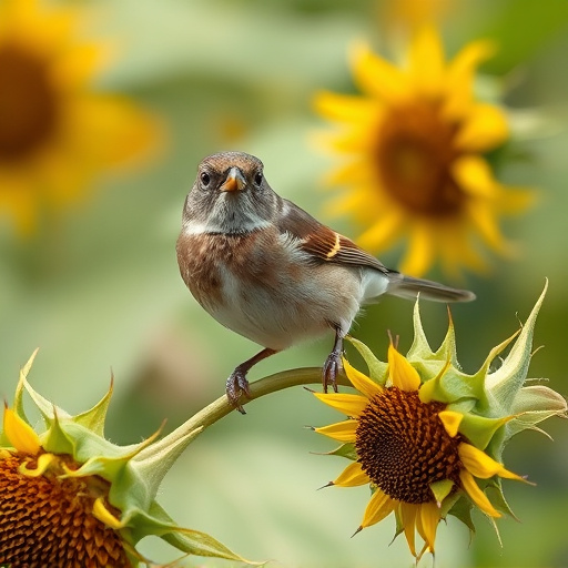 Sparrow enjoying sunflower hearts in garden