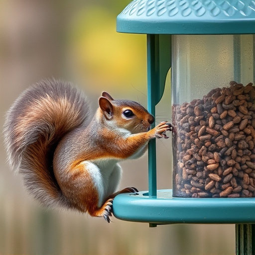 Squirrel attempting to access guarded feeder