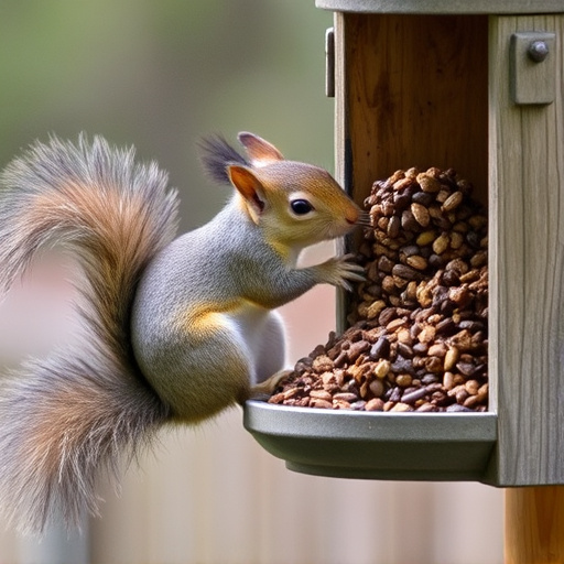 Squirrel attempting to access guarded feeder