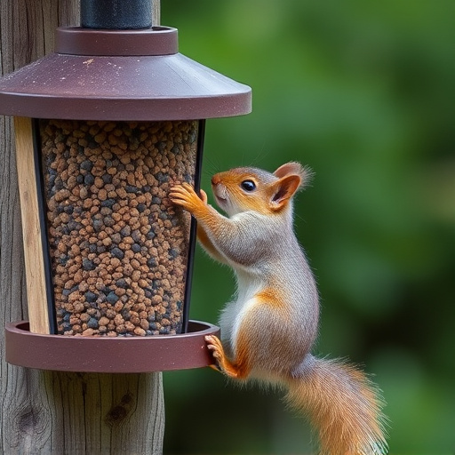 Squirrel attempting to access guarded feeder