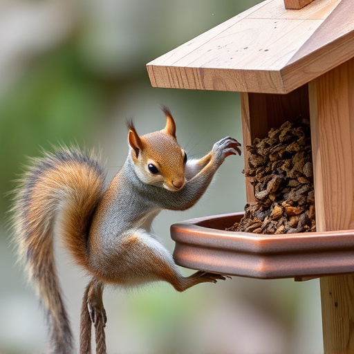 Squirrel attempting to access guarded feeder