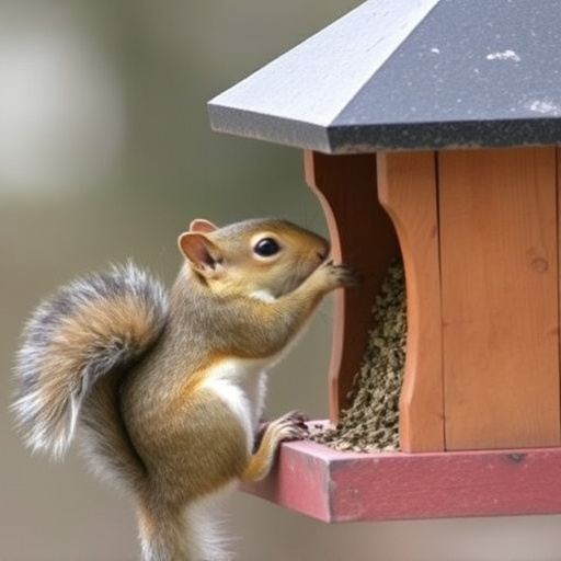 Squirrel attempting to access guarded feeder