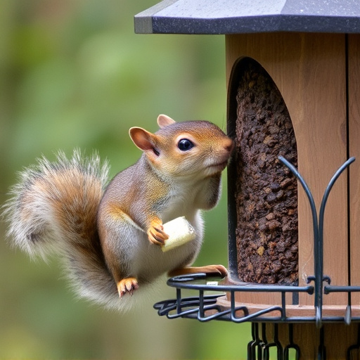 Squirrel attempting to access guarded feeder