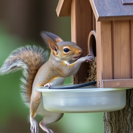 Squirrel attempting to access guarded feeder