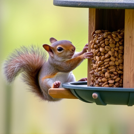 Squirrel attempting to access guarded feeder