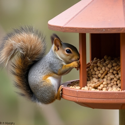 Squirrel attempting to access guarded feeder