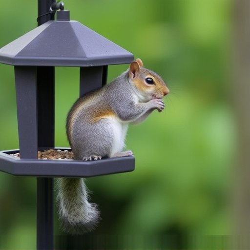 Squirrel attempting to access guarded feeder