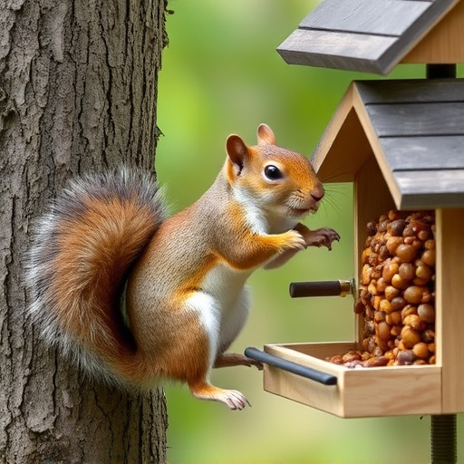 Squirrel attempting to access guarded feeder