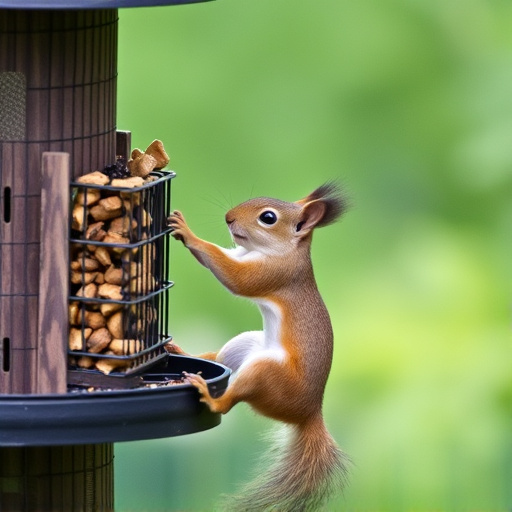 Squirrel attempting to access guarded feeder
