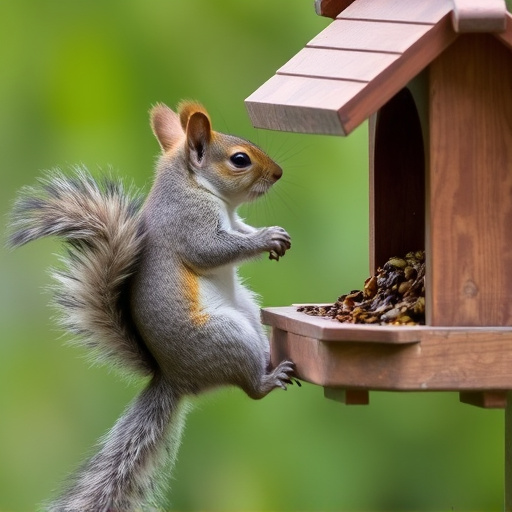 Squirrel attempting to access guarded feeder