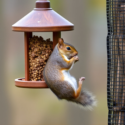 Squirrel attempting to access guarded feeder