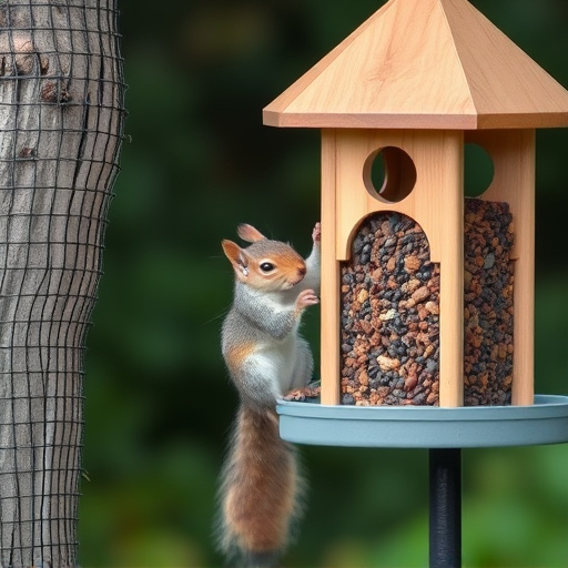 Squirrel attempting to access guarded feeder