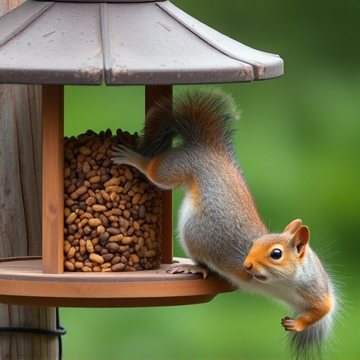 Squirrel attempting to access guarded feeder