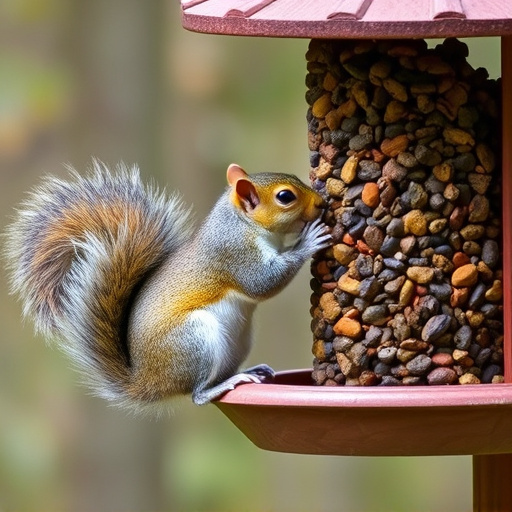 Squirrel attempting to access guarded feeder