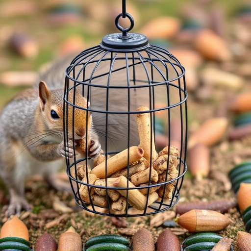 Squirrel-proof cage over ground bird feed