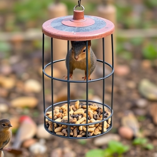 Squirrel-proof cage over ground bird feed