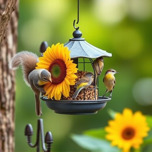 Squirrel-proof  feeder with sunflower heart