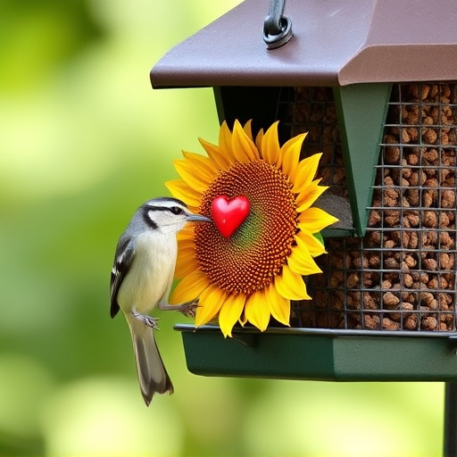 Squirrel-proof  feeder with sunflower heart