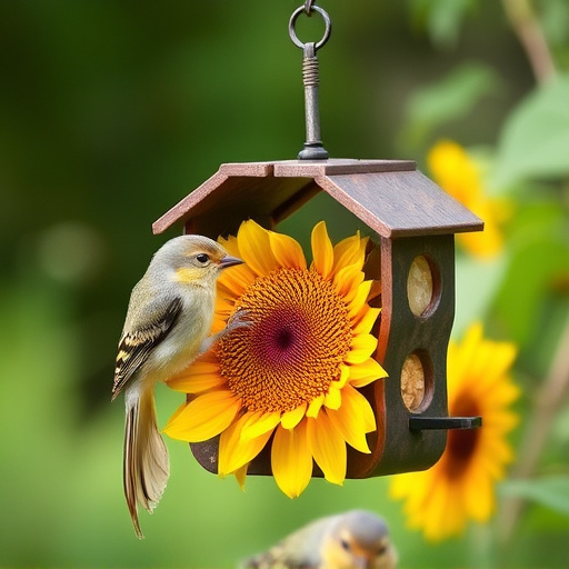 Squirrel-proof  feeder with sunflower heart