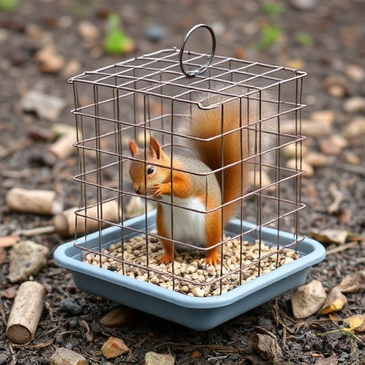 Squirrel-resistant cage over ground seed tray