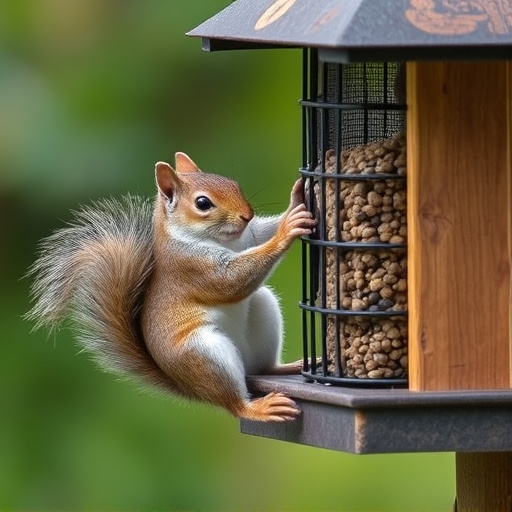 Squirrel trying to access secured feeder