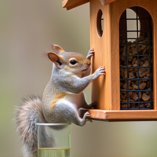 Squirrel trying to access secured feeder