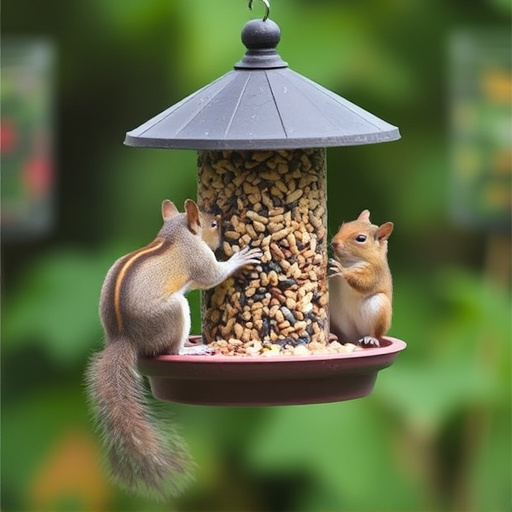 Squirrels kept away by feeder baffle