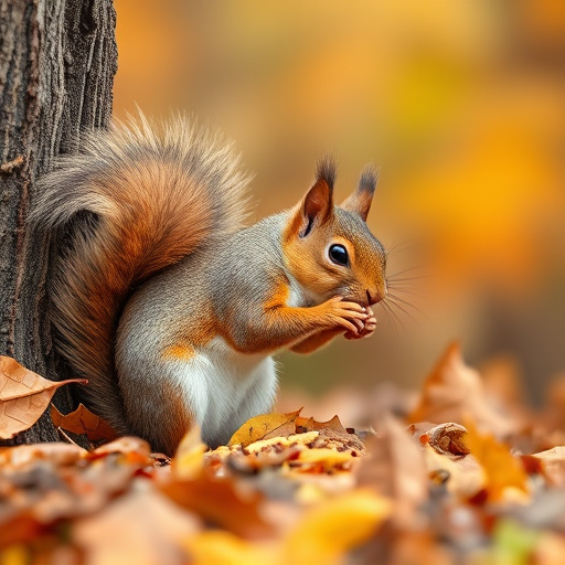 Squirrels near autumn bird food