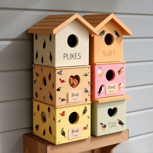 Stacked bird food boxes for delivery