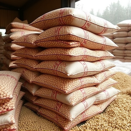 Stacks of suet pellets bags UK