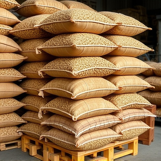 Stacks of suet pellets bags UK