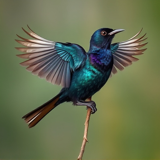 Starling displaying iridescent feathers