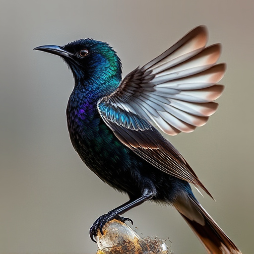 Starling displaying iridescent feathers