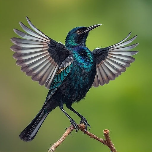 Starling displaying iridescent feathers