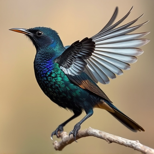 Starling displaying iridescent feathers