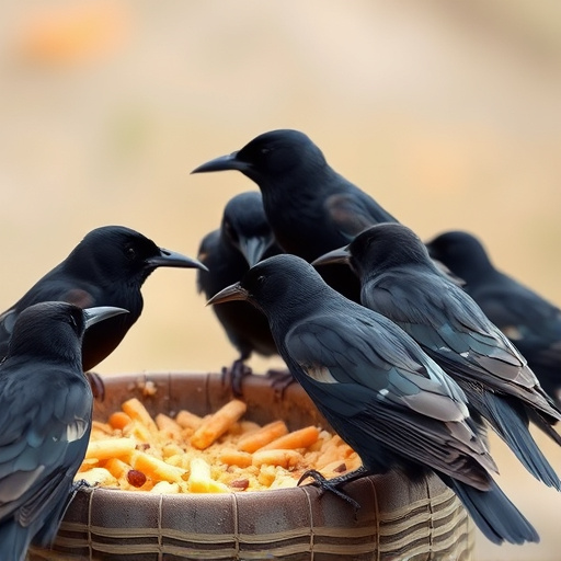 Starlings gathering near food dish