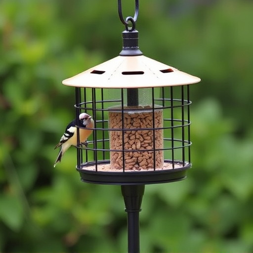 Sturdy feeder mounted on pole guard