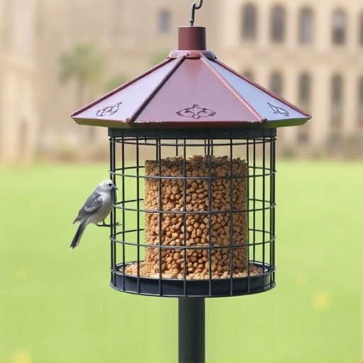 Sturdy feeder mounted on pole guard