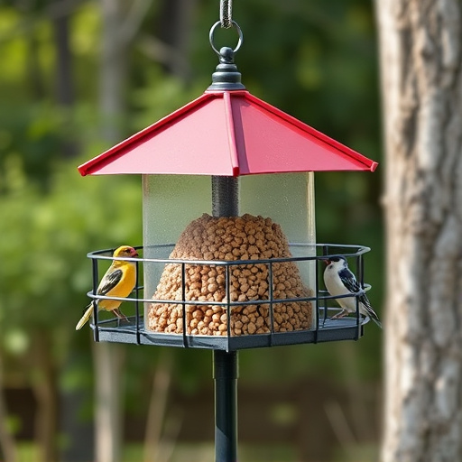 Sturdy feeder mounted on pole guard