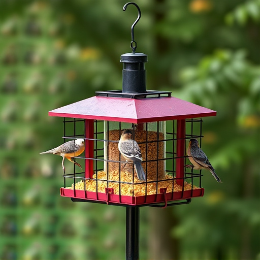 Sturdy feeder mounted on pole guard