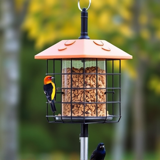 Sturdy feeder mounted on pole guard