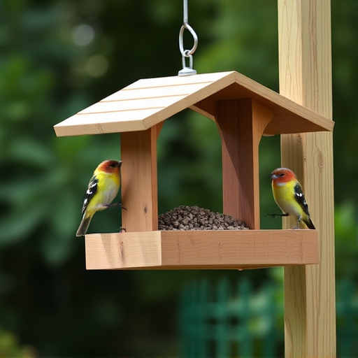 Sturdy UK-designed feeder on wooden pole