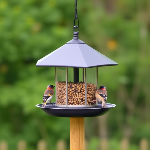 Sturdy UK-designed feeder on wooden pole
